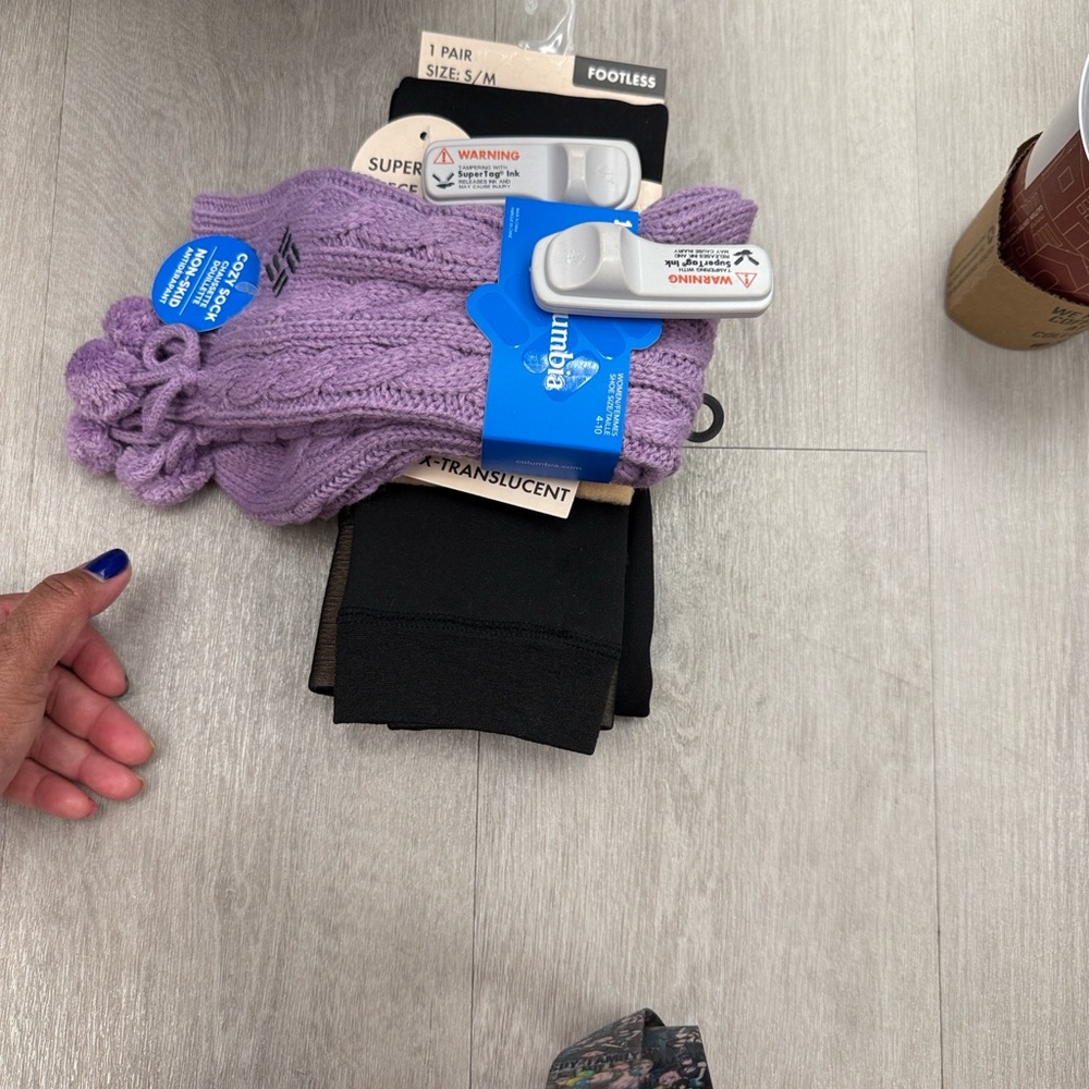 Purple And Black Footless Socks
